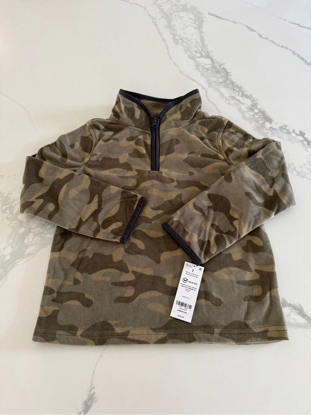 OshKosh Camo Quarter Zip Fleece Pullover Boys’ Size 6/7